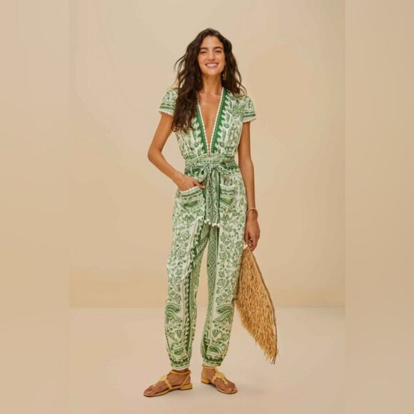 FARM Rio Pants - Farm Rio: Green River Ride Lenzing Euroflax™ Jumpsuit